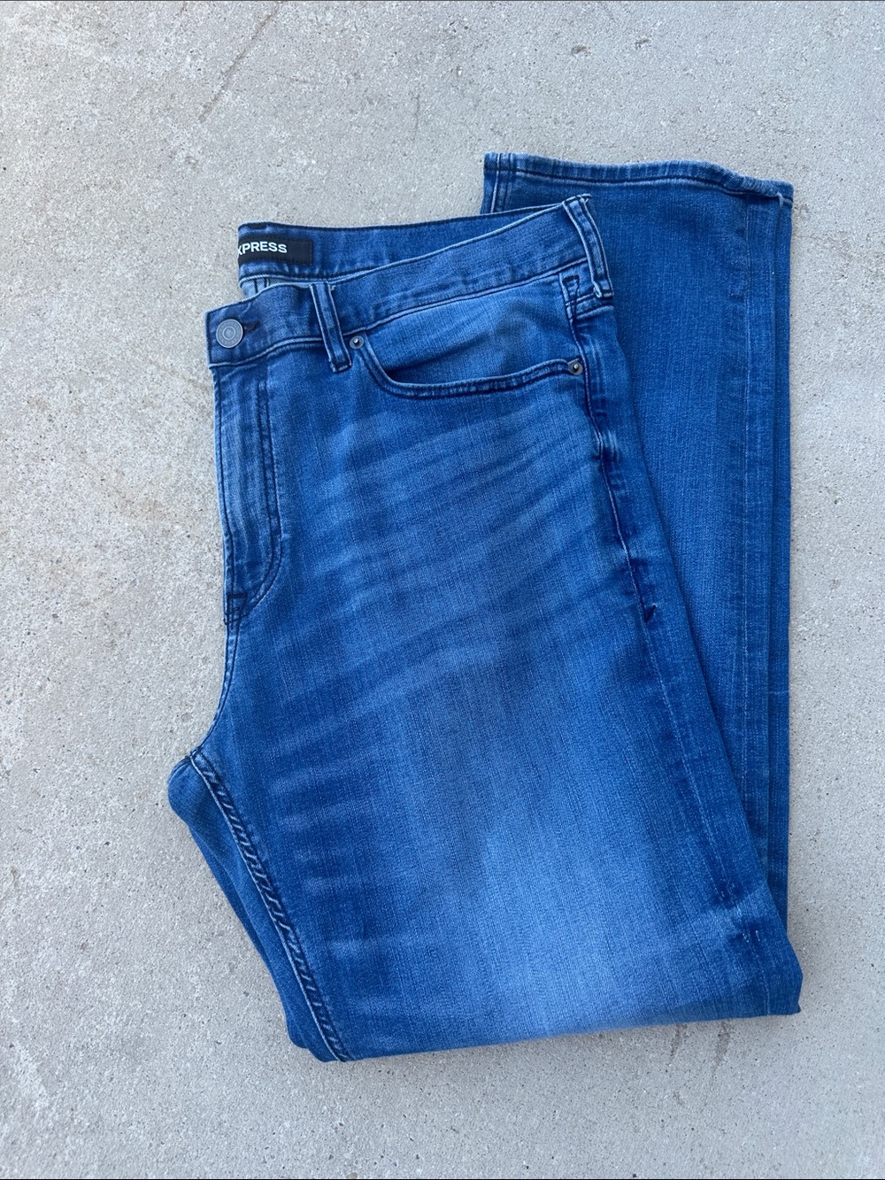 Express Blue Faded Straight-Leg Jeans